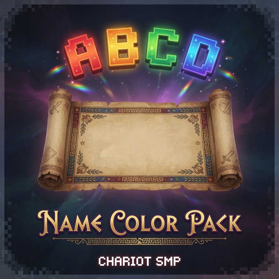 Name Color Pack — rainbow letters on a scroll